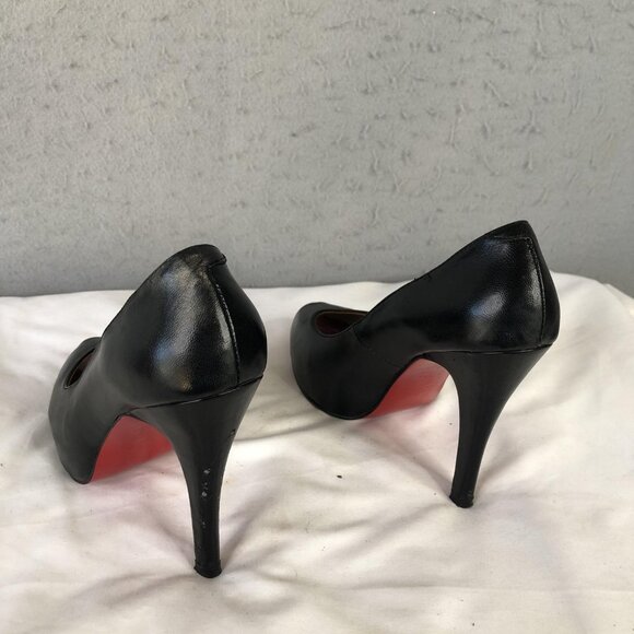 Christian Louboutin Shoes Womens Size 35 Black Peep Toe Pumps Red Sole Italy - Picture 11 of 16
